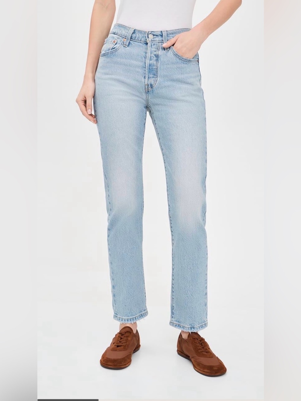 Levi's 501 Pale Blue High-Rise Straight Jeans